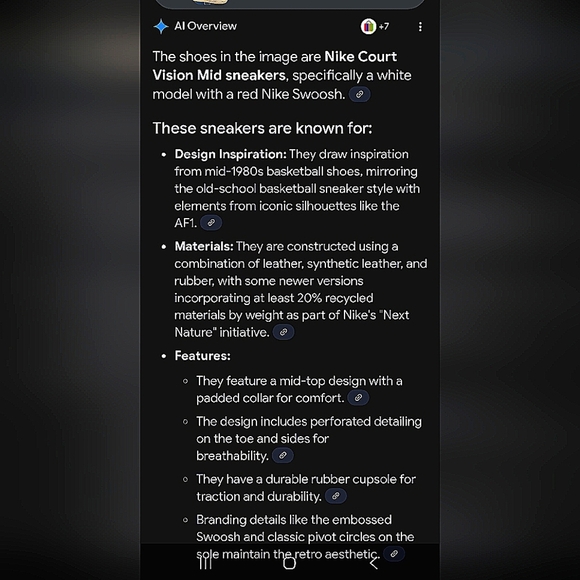 UniNike Court Vision High top White Sneakers with Red Swoosh 11.5 Wmz- Mens 10 - Picture 8 of 9